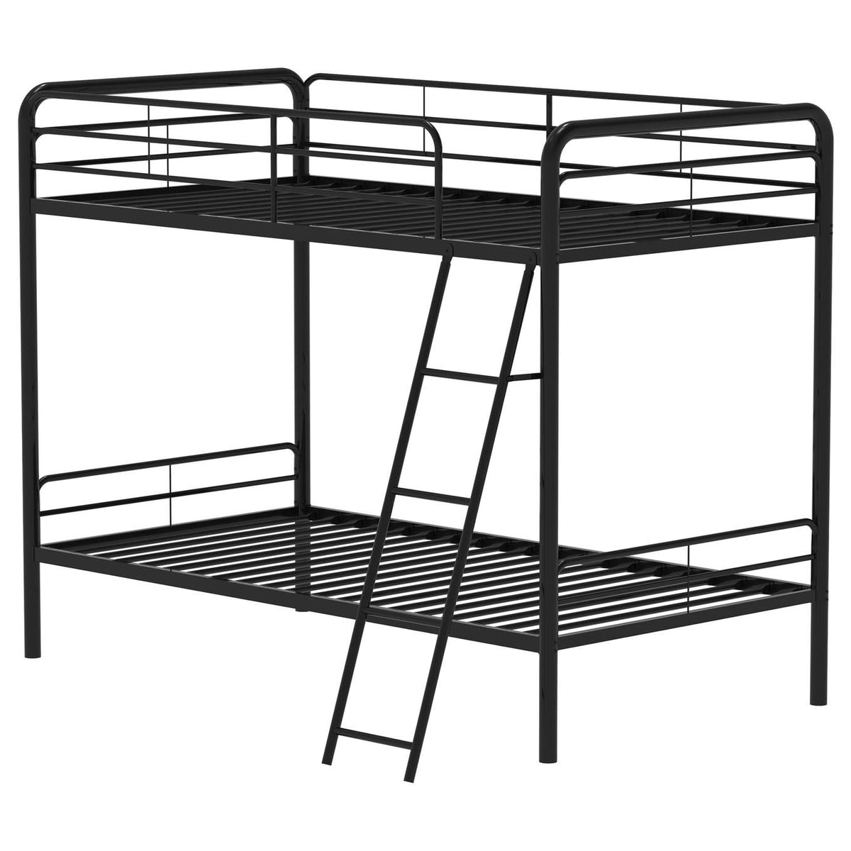 460334BLK Carson Metal Twin Over Twin Bunk Bed Glossy Black