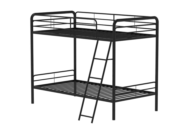 460334BLK Carson Metal Twin Over Twin Bunk Bed Glossy Black