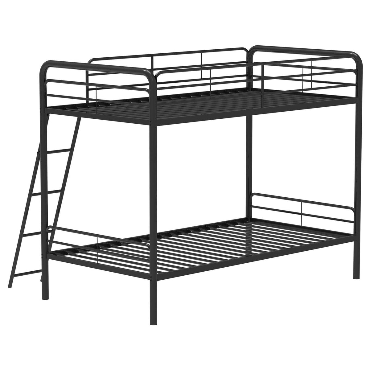 460334BLK Carson Metal Twin Over Twin Bunk Bed Glossy Black