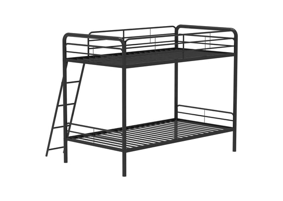 460334BLK Carson Metal Twin Over Twin Bunk Bed Glossy Black