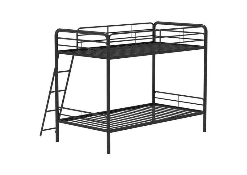 460334BLK Carson Metal Twin Over Twin Bunk Bed Glossy Black
