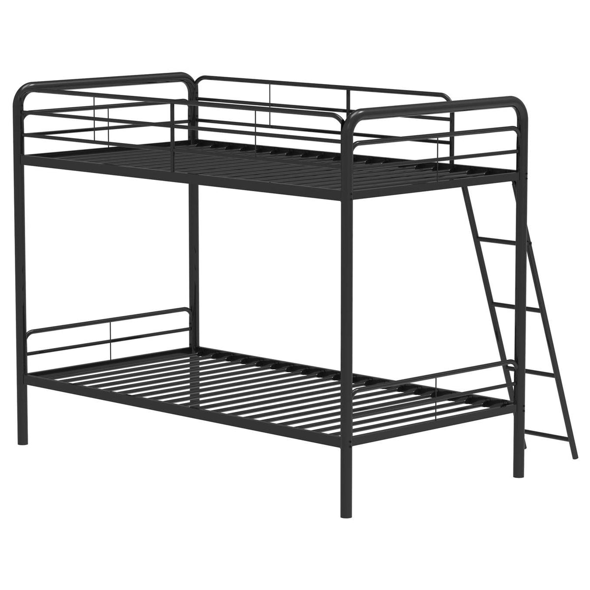 460334BLK Carson Metal Twin Over Twin Bunk Bed Glossy Black