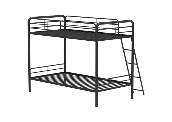 460334BLK Carson Metal Twin Over Twin Bunk Bed Glossy Black