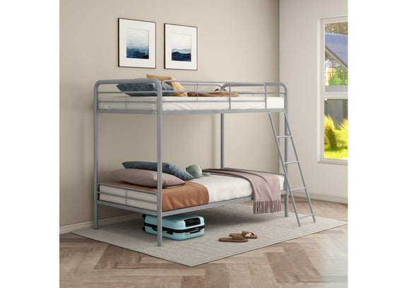 460334SVR Carson Metal Twin Over Twin Bunk Bed Glossy Silver