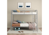 460334SVR Carson Metal Twin Over Twin Bunk Bed Glossy Silver