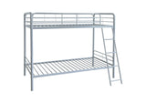 460334SVR Carson Metal Twin Over Twin Bunk Bed Glossy Silver