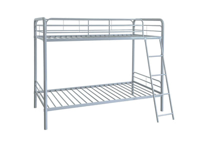 460334SVR Carson Metal Twin Over Twin Bunk Bed Glossy Silver