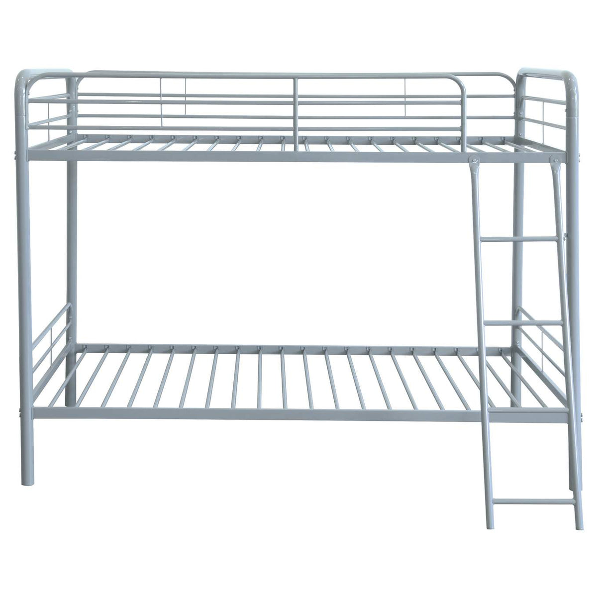 460334SVR Carson Metal Twin Over Twin Bunk Bed Glossy Silver