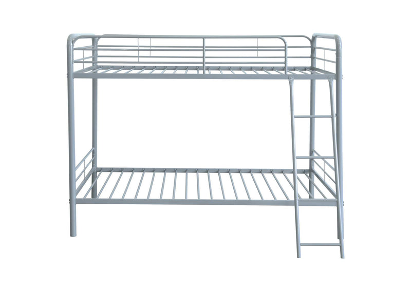 460334SVR Carson Metal Twin Over Twin Bunk Bed Glossy Silver