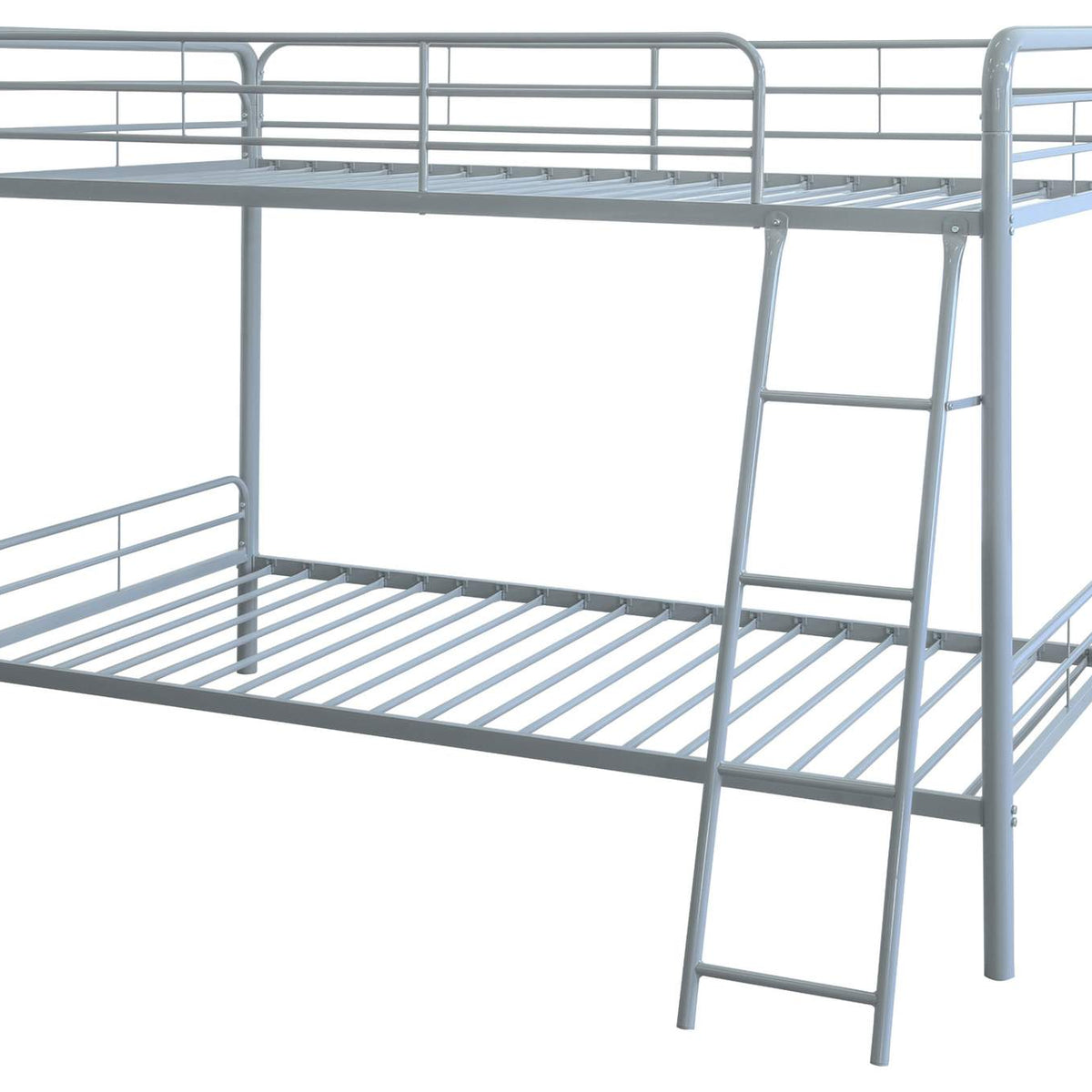 460334SVR Carson Metal Twin Over Twin Bunk Bed Glossy Silver