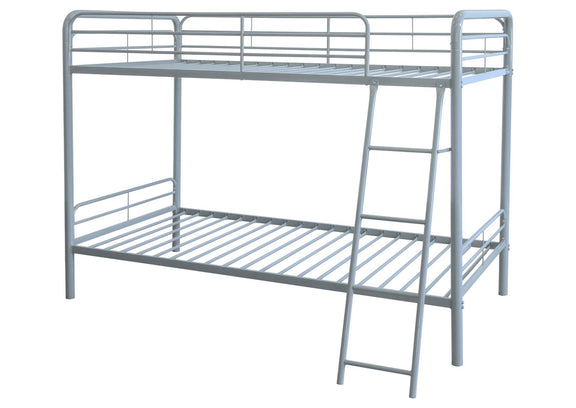 460334SVR Carson Metal Twin Over Twin Bunk Bed Glossy Silver