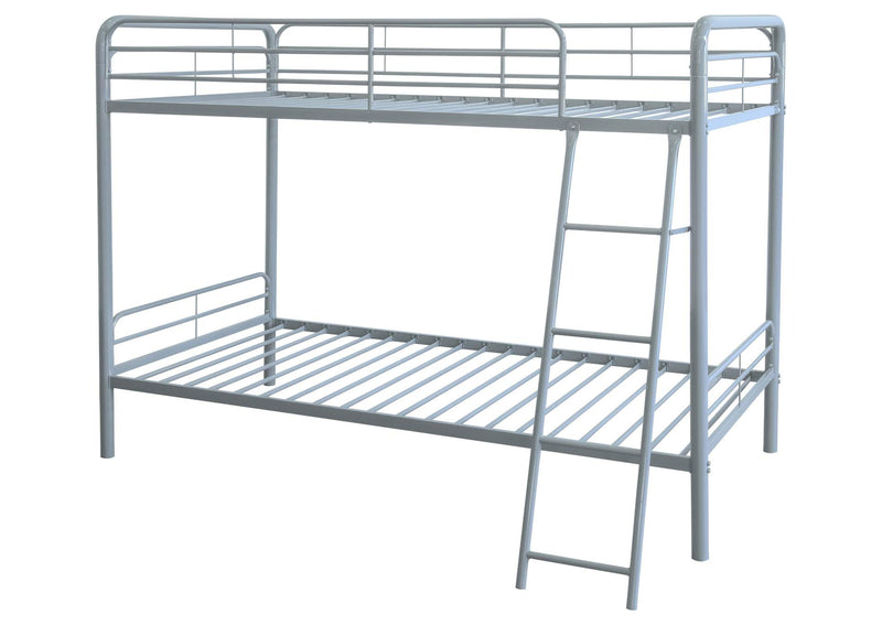460334SVR Carson Metal Twin Over Twin Bunk Bed Glossy Silver