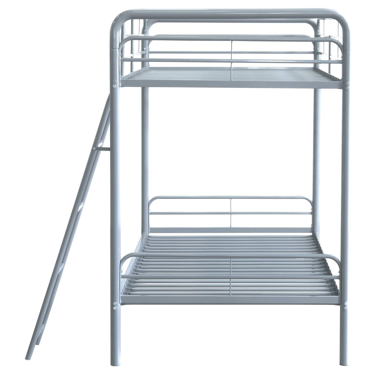 460334SVR Carson Metal Twin Over Twin Bunk Bed Glossy Silver