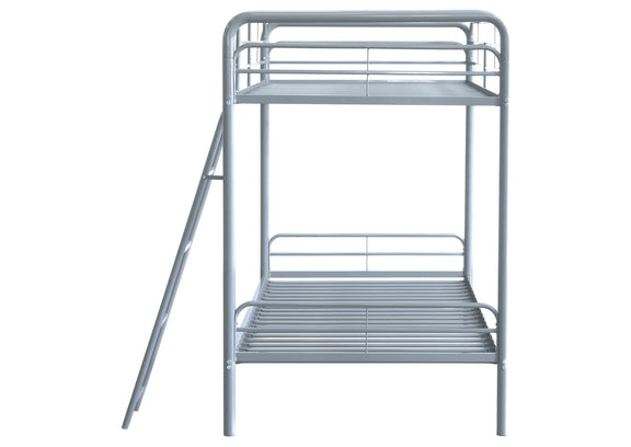 460334SVR Carson Metal Twin Over Twin Bunk Bed Glossy Silver