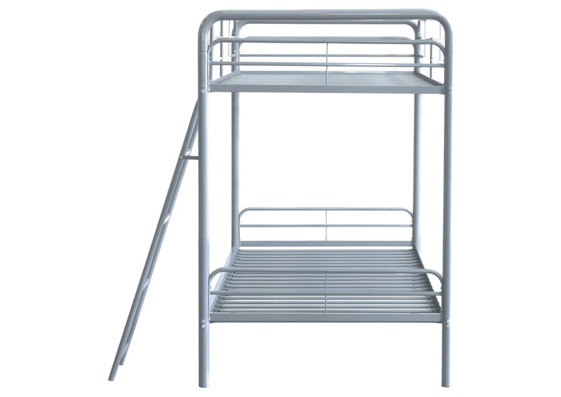 460334SVR Carson Metal Twin Over Twin Bunk Bed Glossy Silver