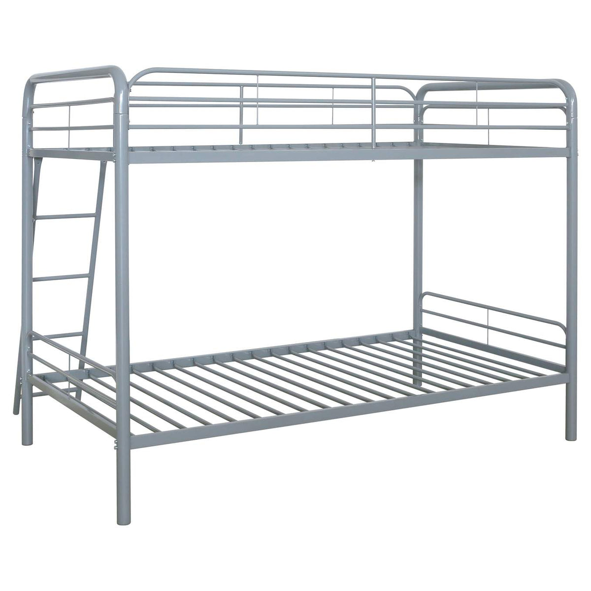 460334SVR Carson Metal Twin Over Twin Bunk Bed Glossy Silver