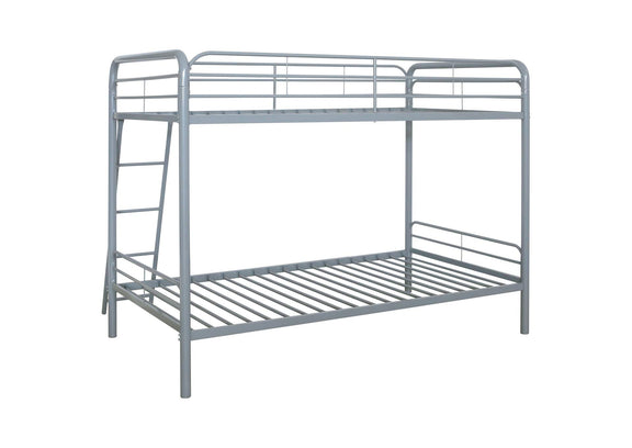 460334SVR Carson Metal Twin Over Twin Bunk Bed Glossy Silver