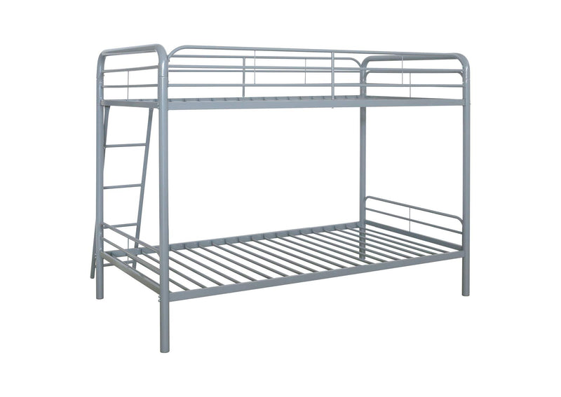 460334SVR Carson Metal Twin Over Twin Bunk Bed Glossy Silver