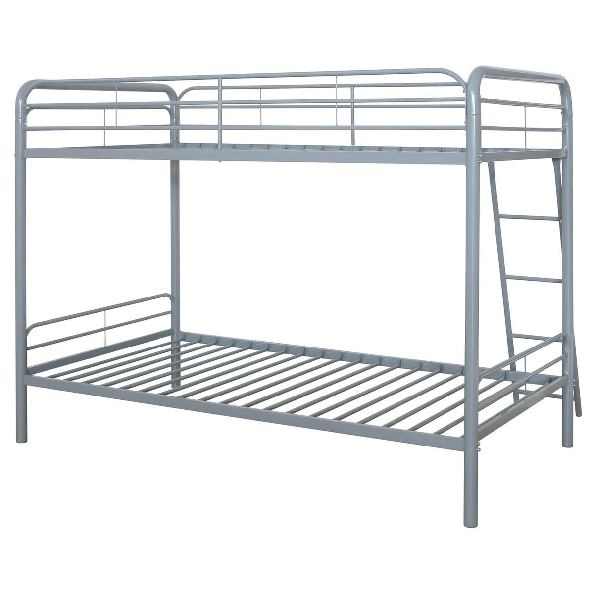 460334SVR Carson Metal Twin Over Twin Bunk Bed Glossy Silver