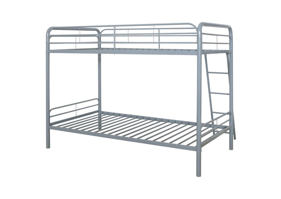 460334SVR Carson Metal Twin Over Twin Bunk Bed Glossy Silver