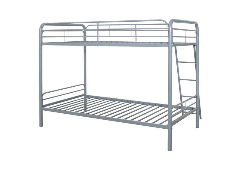 460334SVR Carson Metal Twin Over Twin Bunk Bed Glossy Silver