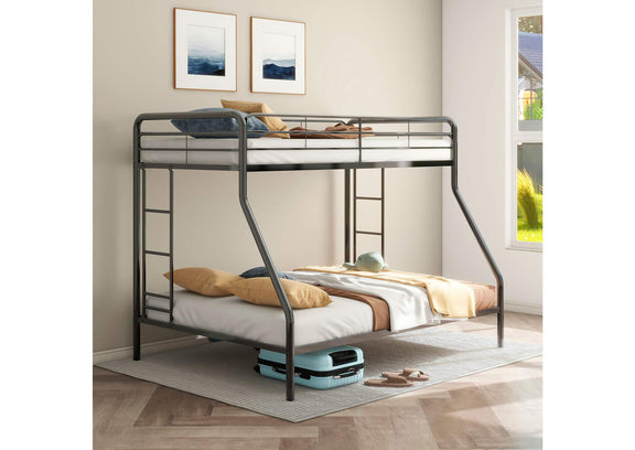 460340BLK Carson Metal Twin Over Full Bunk Bed Glossy Black