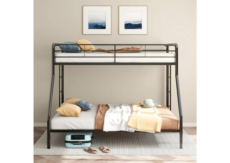 460340BLK Carson Metal Twin Over Full Bunk Bed Glossy Black