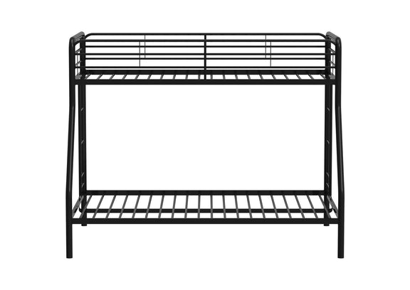 460340BLK Carson Metal Twin Over Full Bunk Bed Glossy Black