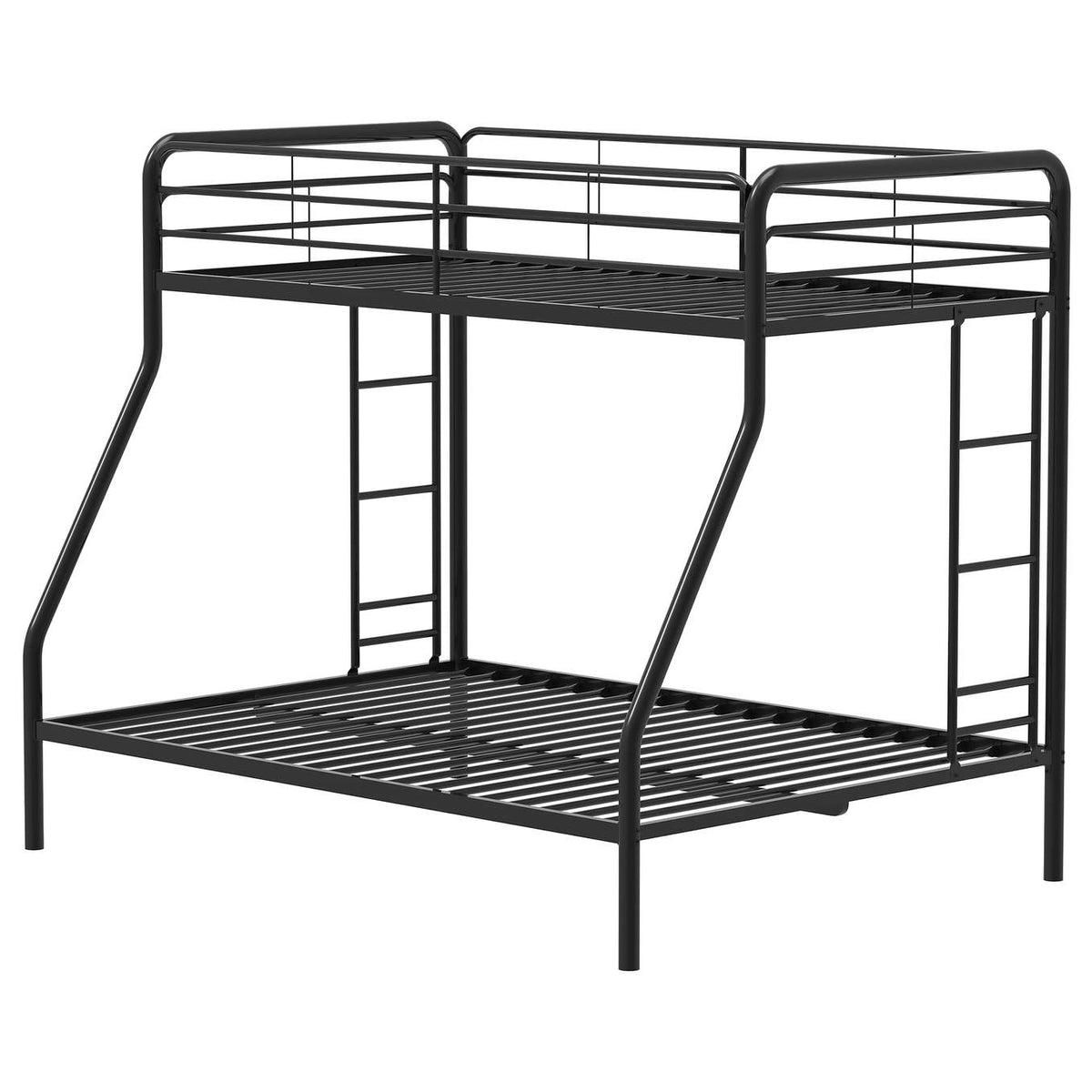 460340BLK Carson Metal Twin Over Full Bunk Bed Glossy Black