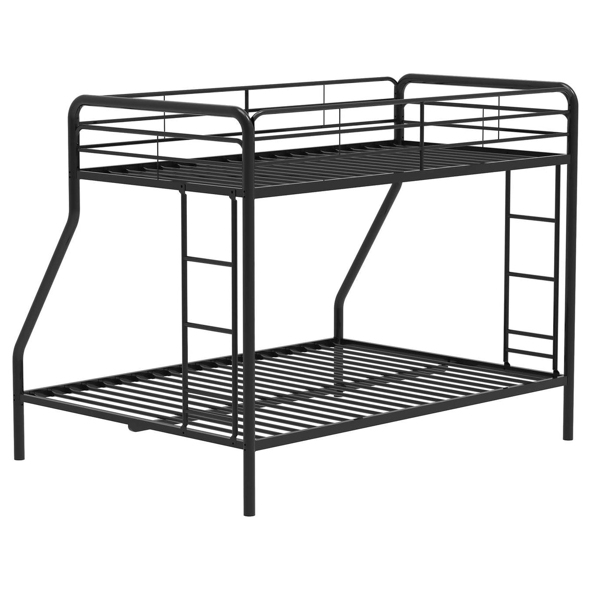 460340BLK Carson Metal Twin Over Full Bunk Bed Glossy Black