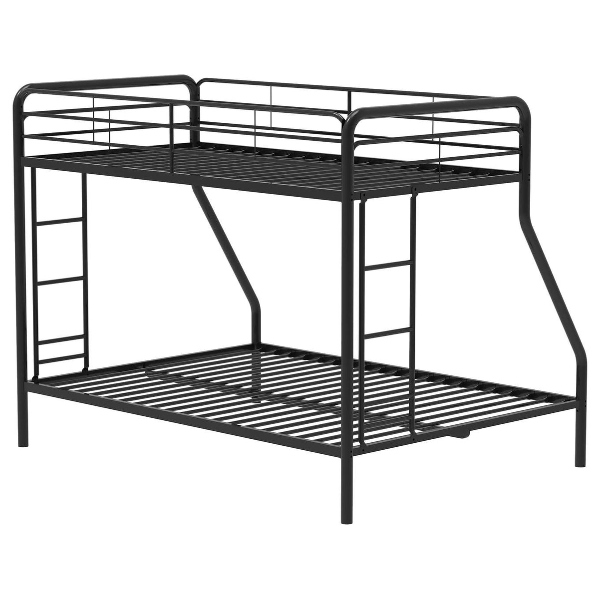 460340BLK Carson Metal Twin Over Full Bunk Bed Glossy Black