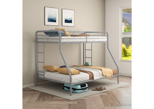 460340SVR Carson Metal Twin Over Full Bunk Bed Glossy Silver