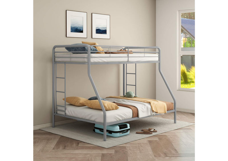 460340SVR Carson Metal Twin Over Full Bunk Bed Glossy Silver