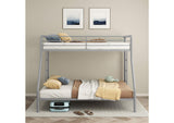 460340SVR Carson Metal Twin Over Full Bunk Bed Glossy Silver