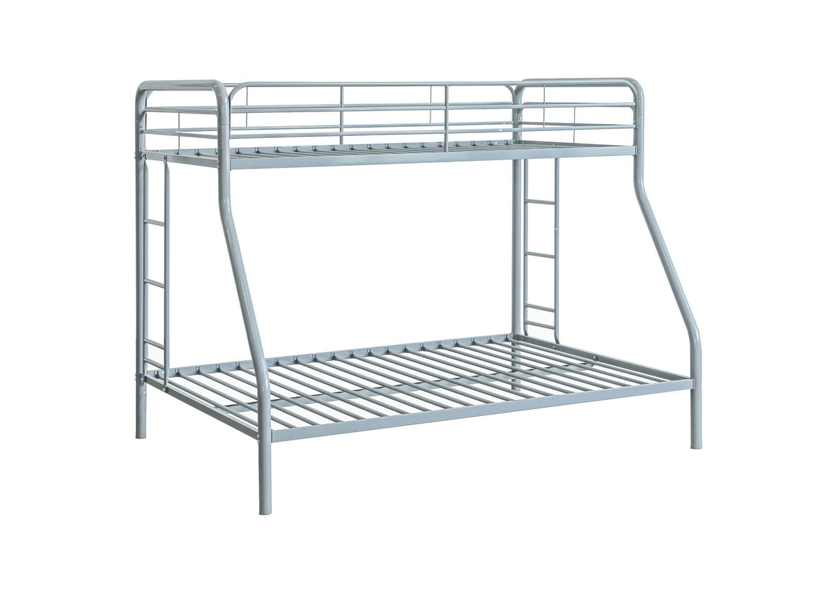 460340SVR Carson Metal Twin Over Full Bunk Bed Glossy Silver