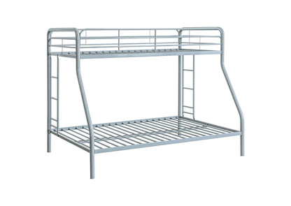 460340SVR Carson Metal Twin Over Full Bunk Bed Glossy Silver