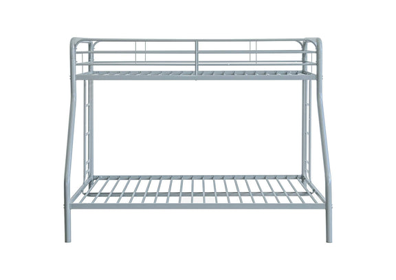 460340SVR Carson Metal Twin Over Full Bunk Bed Glossy Silver