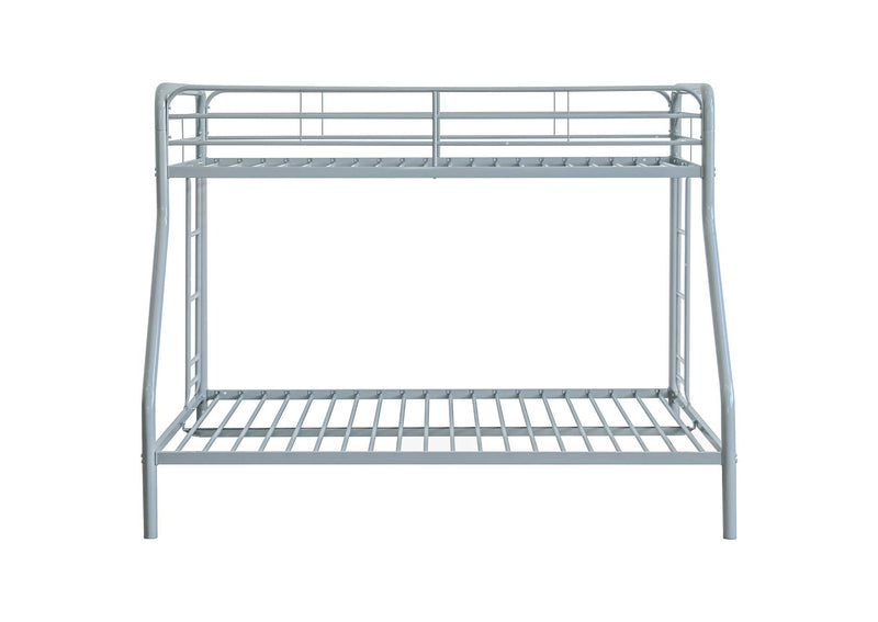 460340SVR Carson Metal Twin Over Full Bunk Bed Glossy Silver