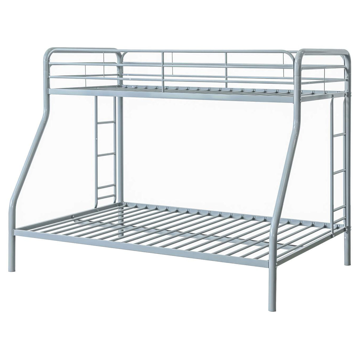 460340SVR Carson Metal Twin Over Full Bunk Bed Glossy Silver
