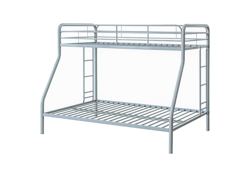460340SVR Carson Metal Twin Over Full Bunk Bed Glossy Silver