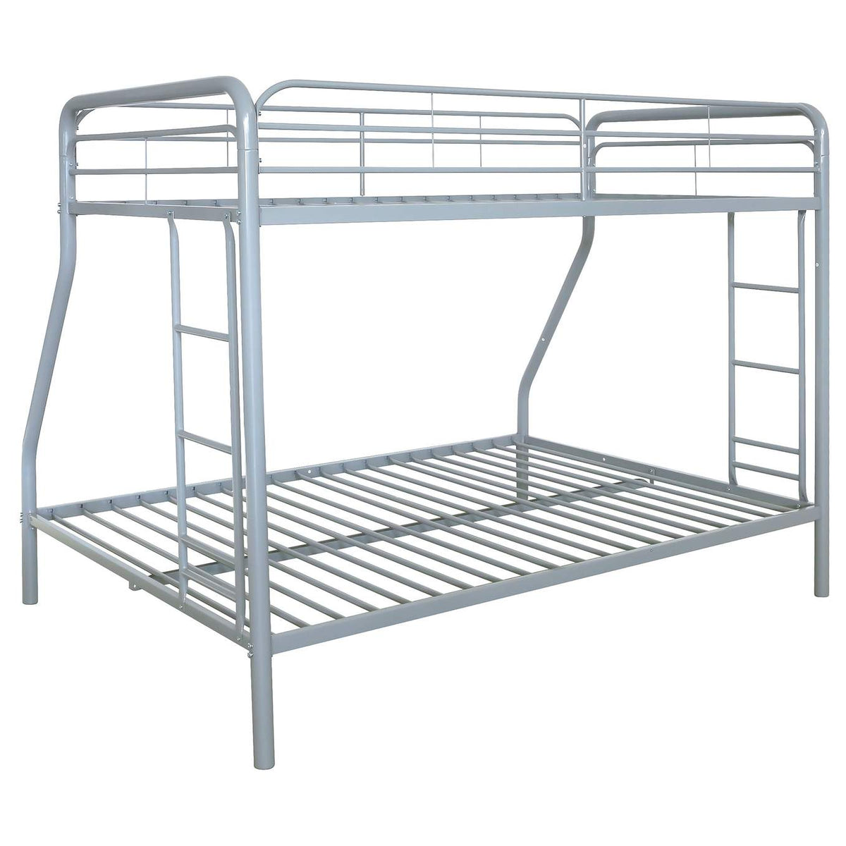 460340SVR Carson Metal Twin Over Full Bunk Bed Glossy Silver