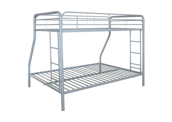 460340SVR Carson Metal Twin Over Full Bunk Bed Glossy Silver