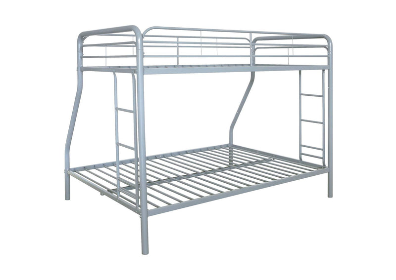 460340SVR Carson Metal Twin Over Full Bunk Bed Glossy Silver