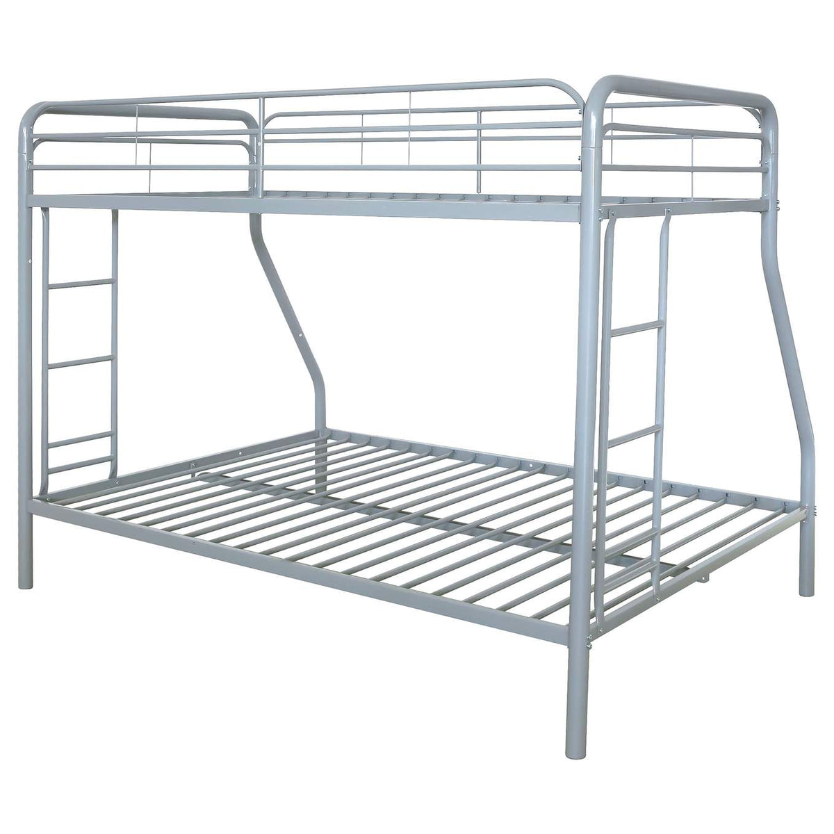460340SVR Carson Metal Twin Over Full Bunk Bed Glossy Silver