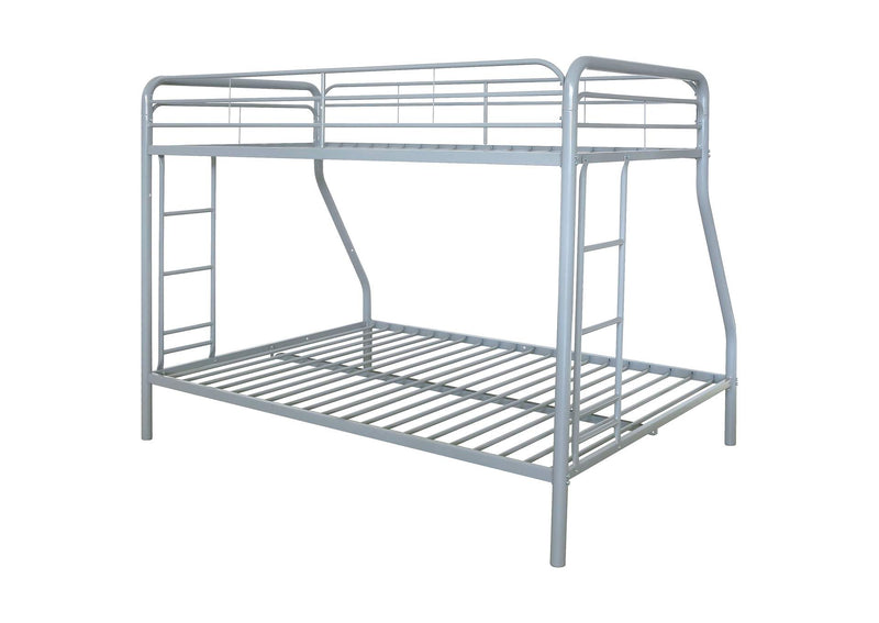 460340SVR Carson Metal Twin Over Full Bunk Bed Glossy Silver