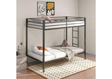 460361BLK Alevera Metal Twin Over Twin Bunk Bed with Ladder Black