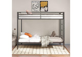 460361BLK Alevera Metal Twin Over Twin Bunk Bed with Ladder Black