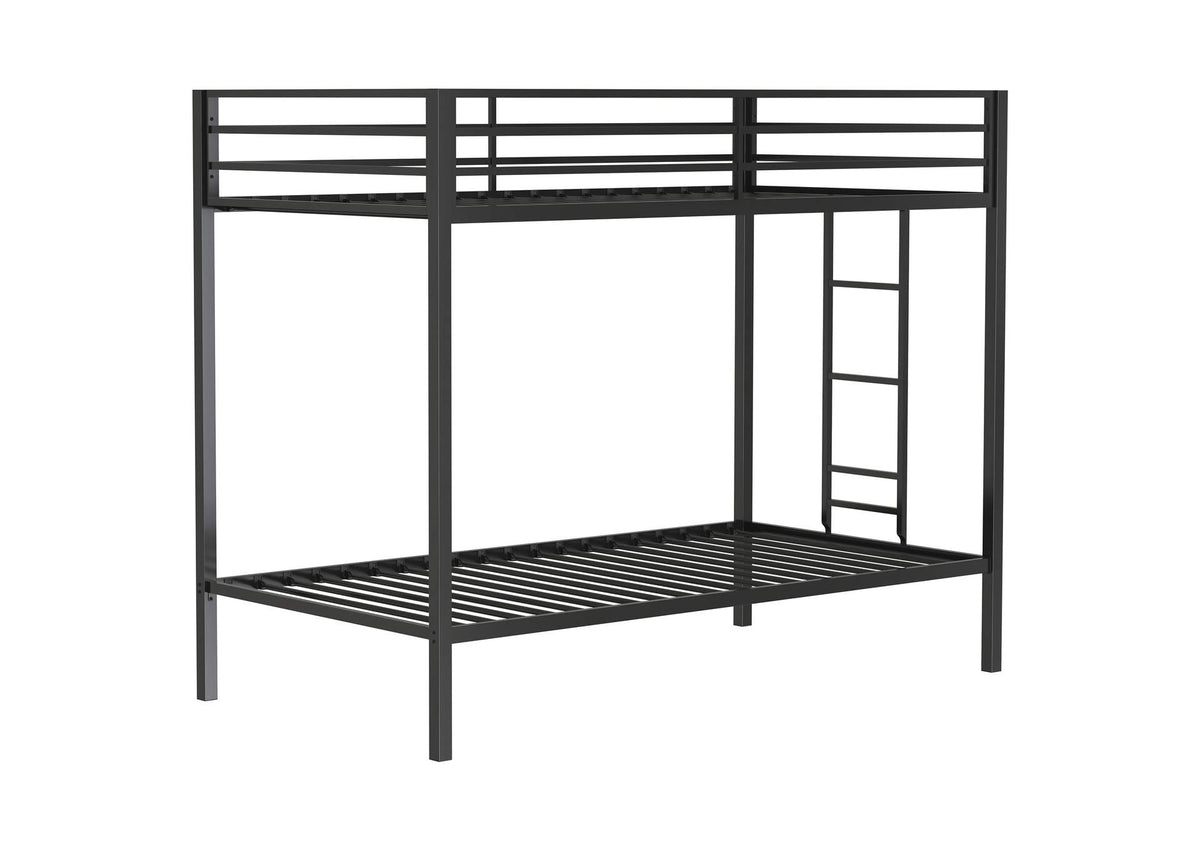 460361BLK Alevera Metal Twin Over Twin Bunk Bed with Ladder Black