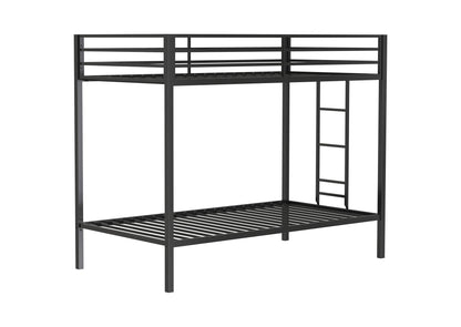 460361BLK Alevera Metal Twin Over Twin Bunk Bed with Ladder Black
