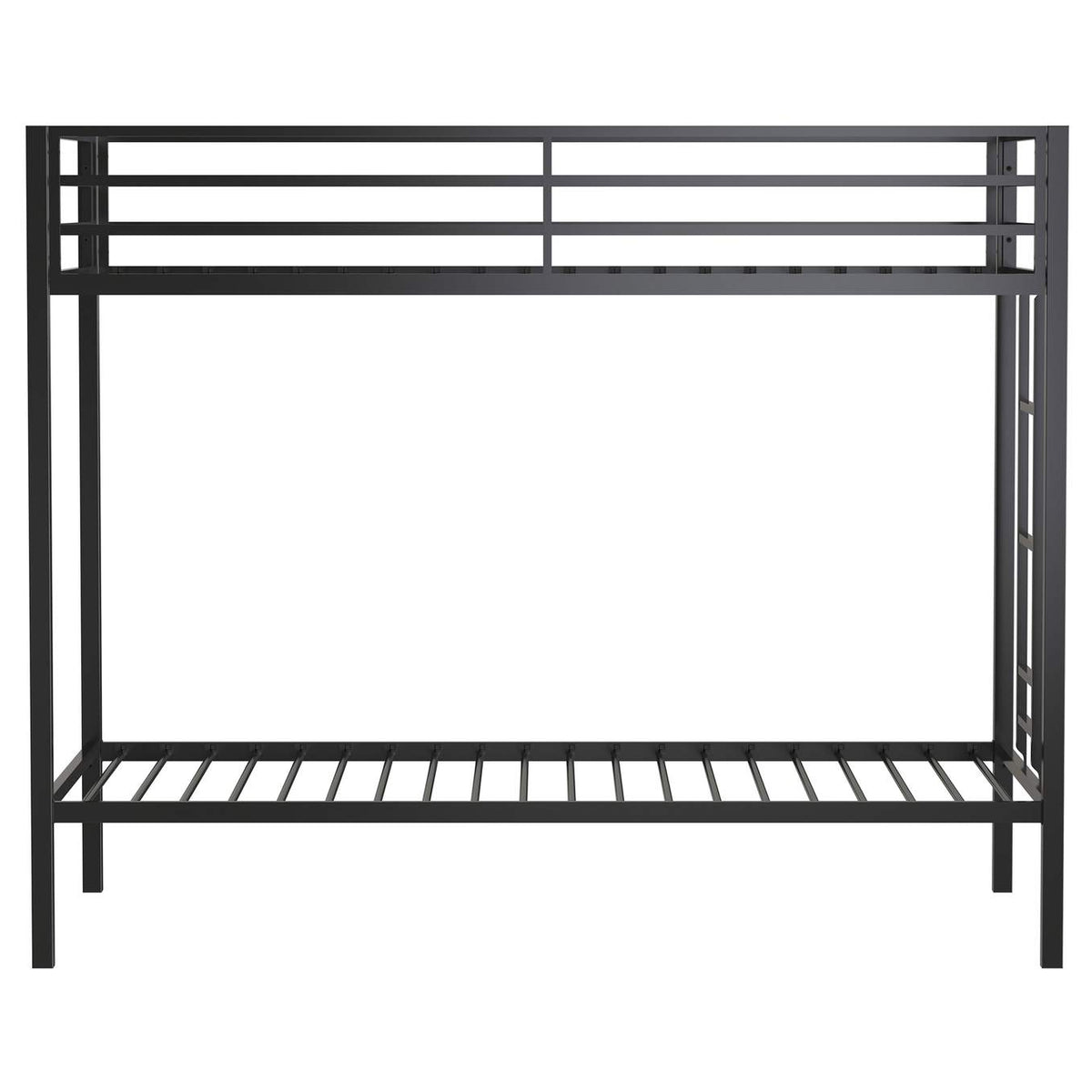 460361BLK Alevera Metal Twin Over Twin Bunk Bed with Ladder Black